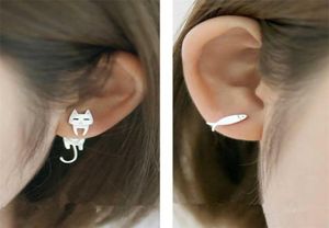 S925 Sterling Silver Stud Cat Fish Fish Earring Hipoalergen Cardrop Fine Biżuter