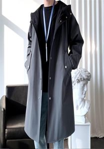 Men039s Trench Coats Trench Coat Мужчины с капюшоном с твердым курткой мужская палата кармана карманная траншевая куртка Hip Hop Street Casual Fashion Co7587665