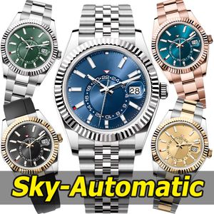 Mens Watch Luxury Saatler Yüksek Kaliteli Tasarımcı Saatler Erkekler Sky 42mm Otomatik Mekanik Hareket 904L Tam Paslanmaz Çelik Safir Su Geçirmez Moda