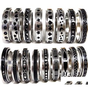 Band Rings 50Pcs Mti-Styles Mix Rotating Stainless Steel Spin Men Women Spinner Ring Wholesale Rotate Finger Party Jewelry Drop Deliv Dhbr9