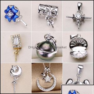 Ustawienia biżuterii Ustawienia biżuterii S925 Sterling Sier wisiorek cyrkon Pearl Naszyjnik 16 stylów moda dla kobiet puste DIY DROP DHNWM