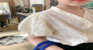 Summer Toddler Girl Blouse Japanese Styles Lace Tops Fashion Hallow Out Clothes Ins White Delicate 2105294351718