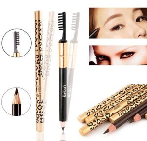 Sexy Leopard Eyebrow Pencil Waterproof Longlasting Eye Brow Pencil Brush Makeup Eyebrow Enhancers Coffee Black Gray Brown 5 Colo2707434