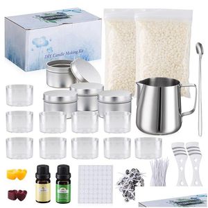 Velas DIY Vela Crafting Tool Kit Perfumado Fazendo Suprimentos Iniciantes Conjunto Soja Cera Derretendo Pote Fragrância Óleo Latas Tintas Wicks Dhl4K