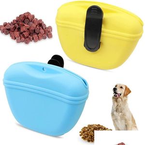 Hundträning lydnad Sile Portable Dog Train Treat Bag Puppy Snack Reward Midje Feed Pouch Pocket Food Storage Magnetic Stängning Dhnle