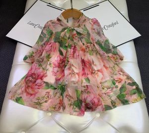 yaz bebek çiçekler elbise bahar çocuk kızlar yay uzun kollu elbiseler tatlı çocuk kıyafetleri üstleri8546144