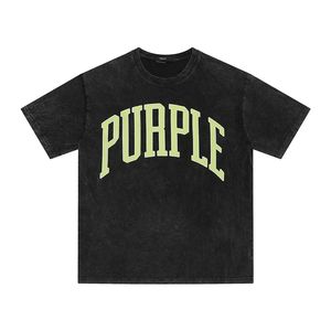 Summer Purple Mens T Shirts Simple Solid Color Letter Printing Tshirt C1 Womens Pure Cotton Short Sleeve Micro Elastic T-shirt för män Kvinnor CSD2403068-12