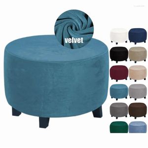 Chair Covers Ers Round Ottoman Stool Er Super Soft Veet Footrest All-Inclusive Seat Sliper Living Room Bedroom Drop Delivery Home Ga Dhyci