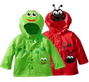 2 3 4 5 6 Y Baby Rain Coat for Kids Girls Green Frog Red Bee Piticed Rided Waterproof Rainplicoat Boy Boy Windproof Trench Jacket Y1492157