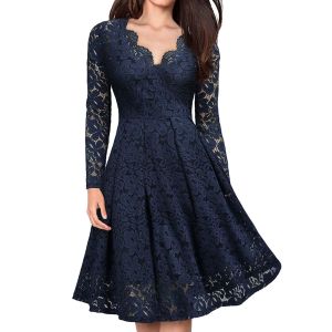 Dress Sexy Lace Midi Dress For Women Spring Elegant Suit Neck Top With Party Skirt Long Sleeve Gala Dresses Woman Cocktail Of Dresses