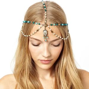 Boho Draping Crystal Hair Accesories Fashion Elegant Head Chain Jewelry Wedding Frisyrer Headpiece Indian 240306