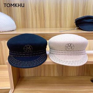 Autumn Winter Wool Octagonal Hats For Women Casual Warm Buts Hard Top Letter Newsboy Hat Retro New Ladies Dress Fedora272u