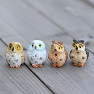 Cute Owls Animal Figurines Resin accessory Miniatures Figurine Craft Bonsai Pots Home Fairy Garden Ornament Decoration Terrarium D320K