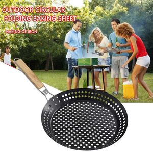 Griglie per barbecue Griglia per barbecue teglia portatile superiore forata ultraleggera attrezzatura da campeggio esterna barbecue pieghevole senza asta Q240305