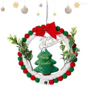 Decorative Flowers Christmas Wreath Set Snowman Mini Craft With LED Light Creative DIY Holiday
