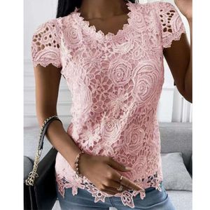 Designer de roupas femininas verão novas mulheres usam nova camisa de renda de manga curta blusa mulher chiffon plus size blusa de seda fora do ombro tops feminino t-shirt2zyo