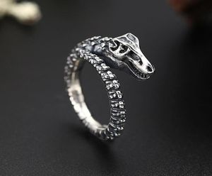 2019 Yeni 925 Sterling Gümüş Dragon Kemik Yüzük Punk Gotik Yeni Moda S925 Gümüş Yüzükler Erkekler Tay Gümüş Takı Açık boyutu 5334977