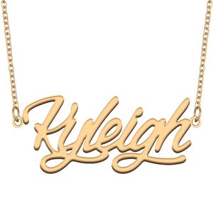 Kyleigh-Namensketten-Anhänger, individuell personalisiert, für Frauen, Mädchen, Kinder, beste Freunde, Mütter, Geschenke, 18 Karat vergoldeter Edelstahl