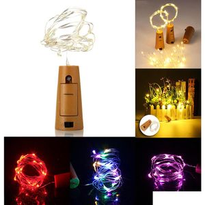 LED 문자열 구리 와이어 스트링 조명 2m 20LEDS 배터리 전원 DIY 코르크 블레이크 유리 LED 와인 병 라이트 XMAS 파티 웨딩 드로 DHZJV