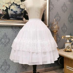 Kjolar kvinnor lolita lång kjol stöder daglig justerbar fiskben chiffong tutu carmen blommor bröllop våld fluffy underskirt