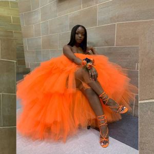 skirt Tiered High Low Orange Tulle Dress Custom Made Tulle Skirts Women Long Puffy Tutu Skirt For Gilrs Birthday Party Saia