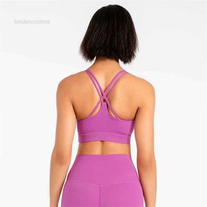 Lu выравнивание Camisoles Tanks Sexy Gym Sport Yoga Lemons Bra Fitness Bralette Женщины без спины майки с задним крестом