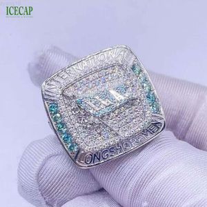 Hot Sale Fashion Jewelry Rings Custom Excellent Cut Diamond Engagement Sterling Silver Rings Full Iced Out Moissanite Ring Men