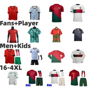 Portugals Soccer Jerseys 202 Men Kids Kit Women Fans Versoin Pepe Joao Felix Ruben Football Shirt B.Fernandes Bernardo R.Sanches Diogo J Ronaldo Bruno 22 23 Lång ärm