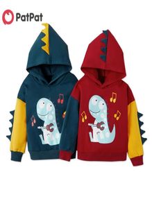 İlkbahar ve Sonbahar Sevimli Dino Baskı Davlumbaz Kazaklığı Toddler Çocuk Çocuk Sweatshirt Giysileri 2105281987130