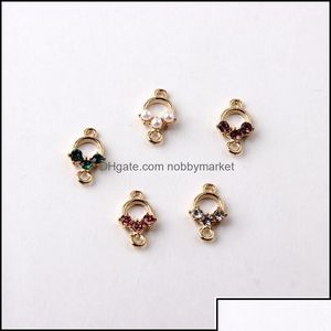 Metals Metals Loose Beads Jewelry Zircon Pearl Pendant Double Hole Connector Pendants For Making Diy Necklaces Earrings Bracelets Aess Dh3Uy