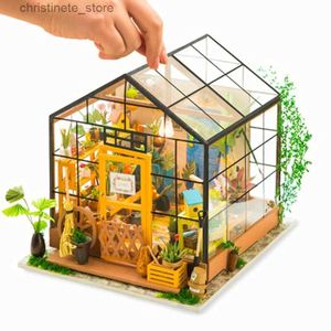 Arkitektur/DIY House Diy Doll House Wood Doll House Miniature Dollhouse Furniture Kit med LED -leksaker för barn Jul födelsedagspresent A068