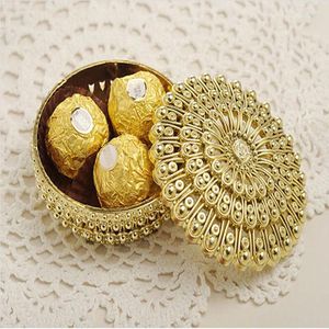 Gift Wrap 24Pcs/Lot Luxury Peacock Design Round Party Favors Table Centerpieces Wedding Decorations Candy Boxes