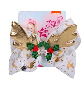 Jojo siwa jul älg 8 tum guld stämplade tryckt bowknot hårnål chirsrmas gåva för barn2791334