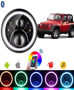 7Quot 60W LED Reflight RGB Halo Angel Eye z Bluetooth pilot na 20072016 Jeep Wrangler JK LJ CJ Hummer H1 H21181134