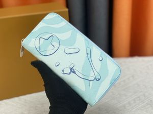 مصممي الأزياء Zippy Wallet Mens Womens Leather Shipper Wallets أعلى جودة الزهور محفظة حقائب اليد حامل بطاقة التيتانيوم القابض الأصلي مع صندوق 82305-1