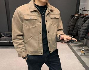 Schwarze Micro-Wildleder-Herrenmäntel und -Jacken für Herren, lässiger Bomber-Baseball-Stil, graue Streetwear-Kleidung, Khaki-Männer039s8125787