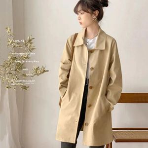 Women's Trench Coats Fashion Coat Korean Style Khaki Spring Autumn Lined Single Breasted Casual Windbreaker Outerwear Female