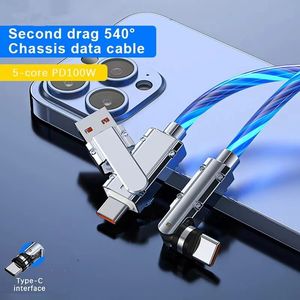 540 Вращение Светящийся 120 Вт Кабель для быстрой зарядки Кабель USB Type C Зарядное устройство для мобильного телефона Шнур для Samsung LG Oneplus Xiaomi Тип C-C Кабель для передачи данных