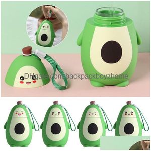 Bottiglie d'acqua 280Ml Cartoon Avocado Bottiglia d'acqua Portatile Kawaii Bollitore Doppio strato Studente Carino Tazza di succo Bicchieri Jy04 Drop De Dhrvk