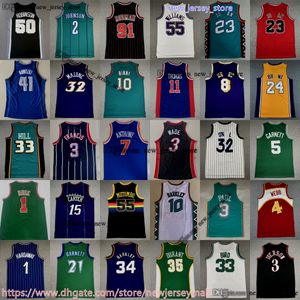 Klasik Retro Basketbol 32 Karl Malone Jersey 50 David Robinson Vince Carter John Stockton Dennis Rodman Manu Ginobili Tim LeBron Duncan Bryant James Formaları