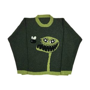 Pullovers Y2K Hip Hop Knitted Men's Sweter Harajuku Hashing Mashic Graphic Printing Sweater z długim rękawem Esthetic Pullover Fairy Grunge