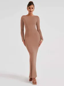 Lässige Kleiderkleid mit langem Rock sexy Rückenfreie ärmer elegant mit Cross -Binde -Up -Taille und Gesäßpickelabend