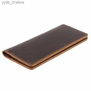 Money Clips GENODERN Crazy Horse Leather Long Wallets Genuine Leather Bifold Men Wallet Vintage Male wallet carteira feminina L240306