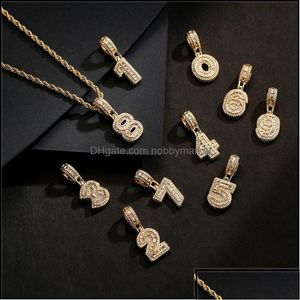 Catene Catene Collane Pendenti Gioielli Newbuy Numeri baguette Ciondolo a catena twist per uomo Donna Fl Iced Out Zircone cubico Hiphop Dro Dh4Pe