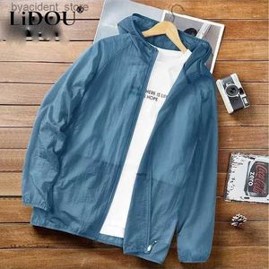 Camisas casuais masculinas verão nova cor sólida zíper manga longa hoodies jaqueta homem tecido de seda gelo estilo fino moda solta casual protetor solar roupas l240306