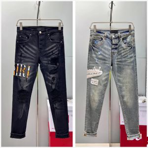 dżinsy designerskie dla dżinsów męskich Wysoko jakości mody dżinsy męskie chłodne styl luksusowy projektant pant w trudnej sytuacji motocykl Black Blue Jean Slim Fit Motorcycle