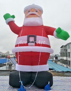 5 Meter hohes aufblasbares Riesenfigurenmodell mit weißem Bart und Luftgebläse für Weihnachtsdekoration oder Werbung im Store3769275