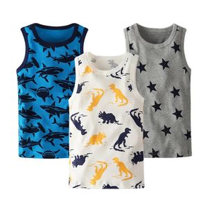 3-stycken barns tank top bomull sommar pojkar toppar tecknad baby flickor små tank tops runda nackkartonger kläder 240301