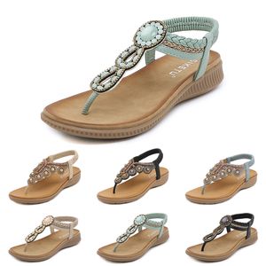 Bohemiska sandaler Kvinnor tofflor Wedge Gladiator Sandal Womens Elastic Beach Shoes String Bead Color39 Gai