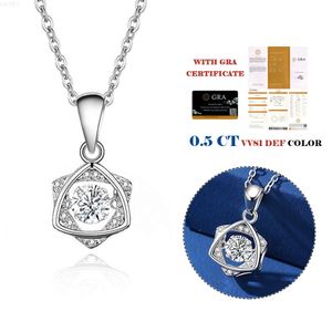 Fine Jewelry Women Iced Out Diamond Link S925 Sterling Silver 0.5 Ct Vvs d Moissanite Pendant Necklace White Gold Plated Chain